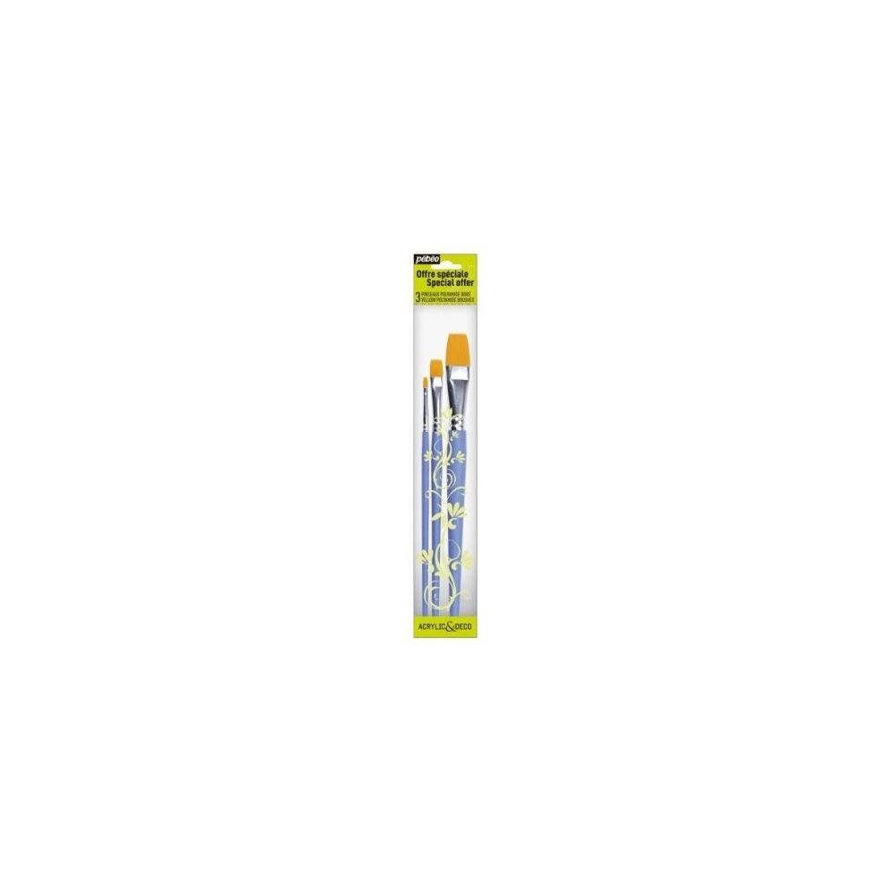 Pinceaux Polyamide Doré Plat PEBEO N° 4 - 10 -18 (Pochette de 3)
