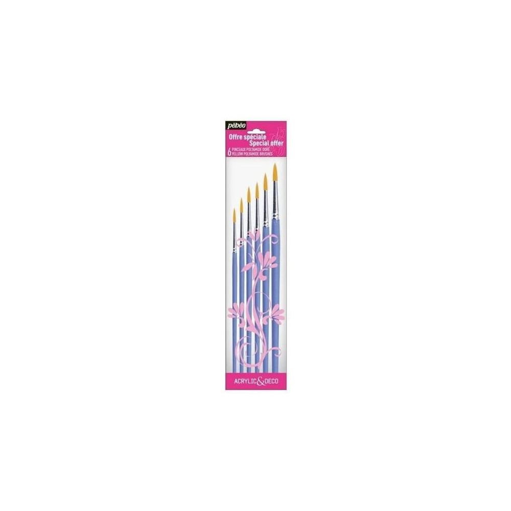 Pinceaux Polyamide rond PEBEO N° 000,0,2,4,6,8 (Pochette de 6)