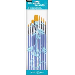 Pinceaux PEBEO 4 Plat N°2,4,10,18 et 4 Rond N° 0,4,6,8 (Par 8)