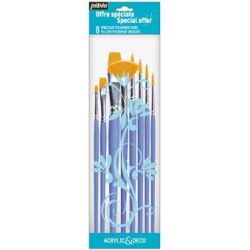 Pinceaux Polyamide PEBEO 3 Plats + 3 Ronds + éventail + filet