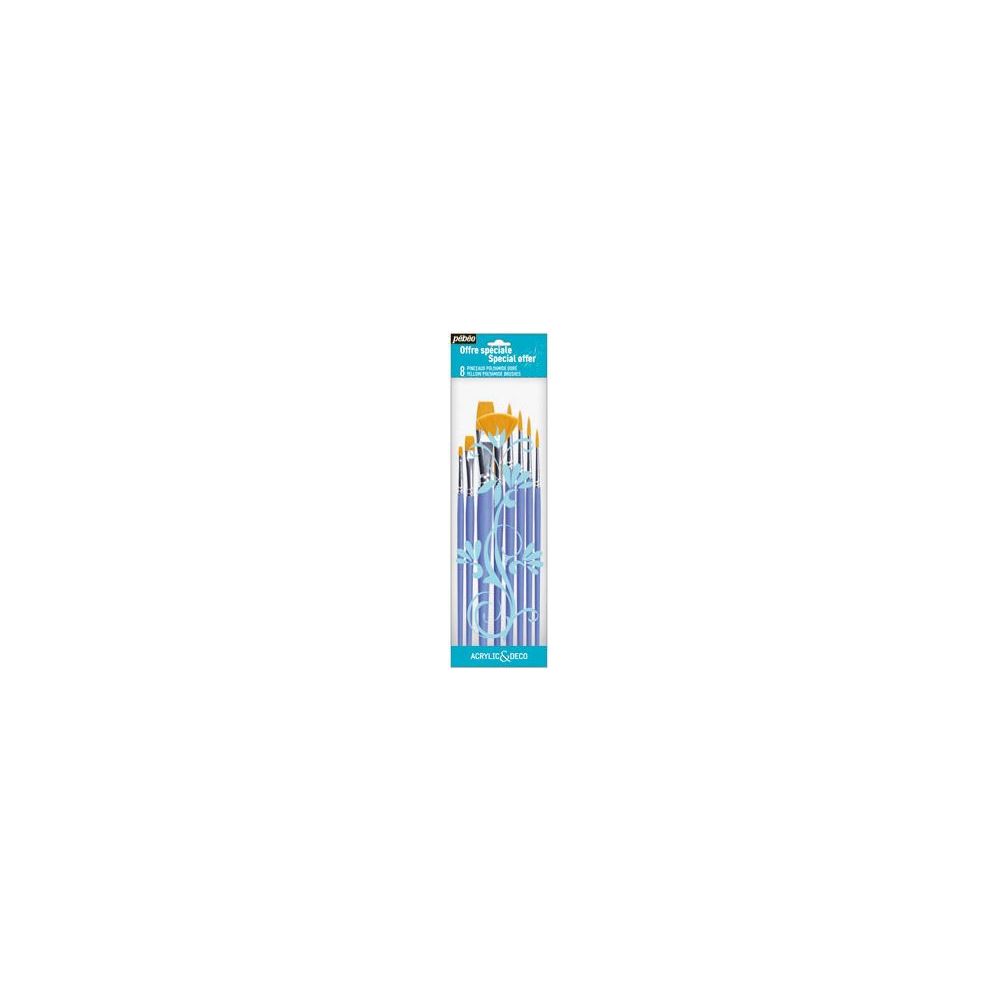 Pinceaux Polyamide PEBEO 3 Plats + 3 Ronds + éventail + filet