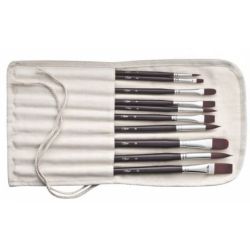 Pinceaux / Brosses - Lot de 10 : 4 ronds 4 brosses, 2 arrondis (Etui)