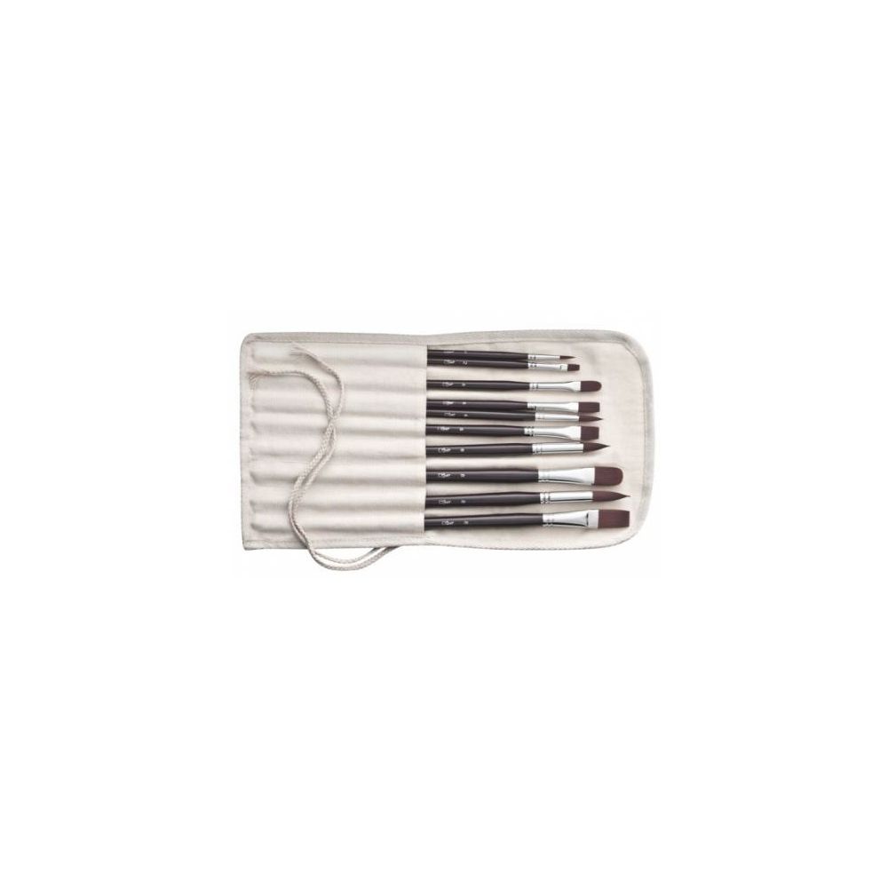 Pinceaux / Brosses - Lot de 10 : 4 ronds 4 brosses, 2 arrondis (Etui)