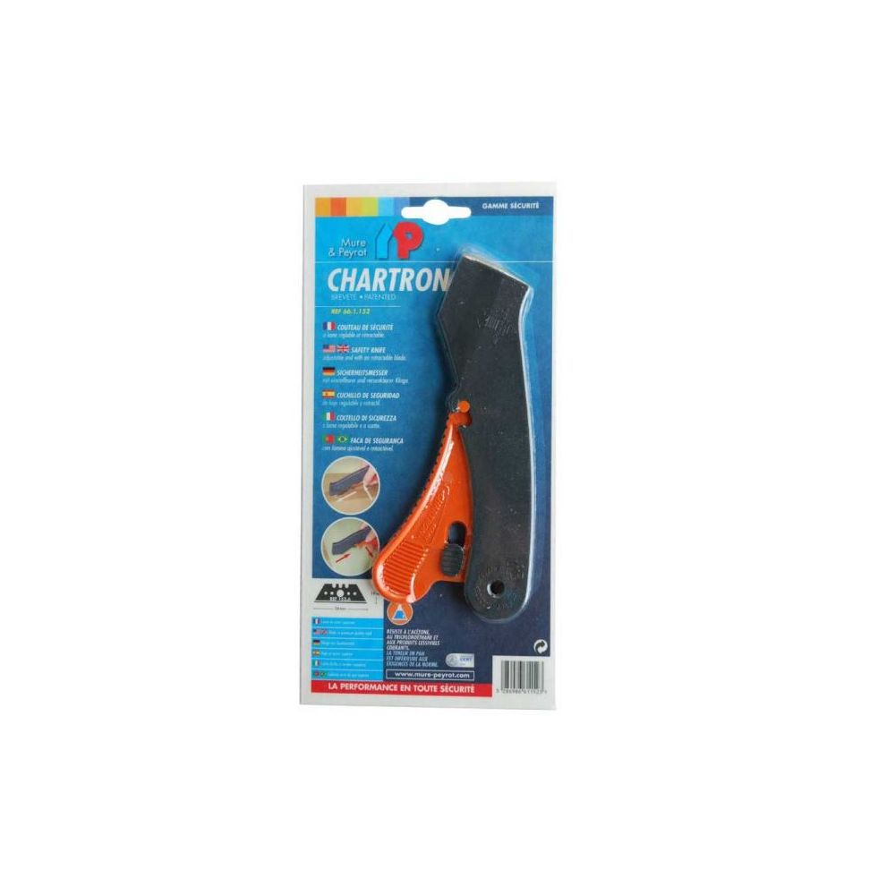 Ouvre-carton CHARTRON - Lame trapèze auto-rétrac. Plastique (Blister)