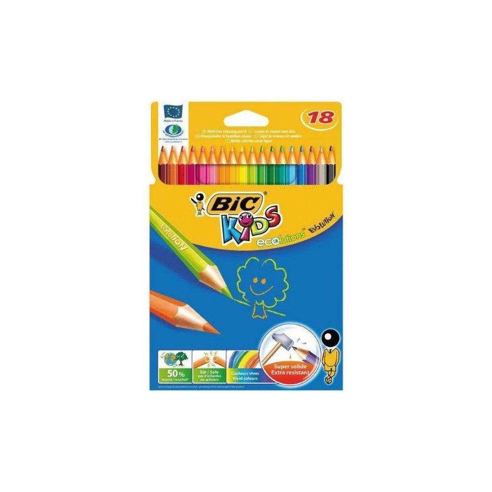 Crayon Couleur BIC EVOLUTION Recyclé - Pochette de 18 couleurs