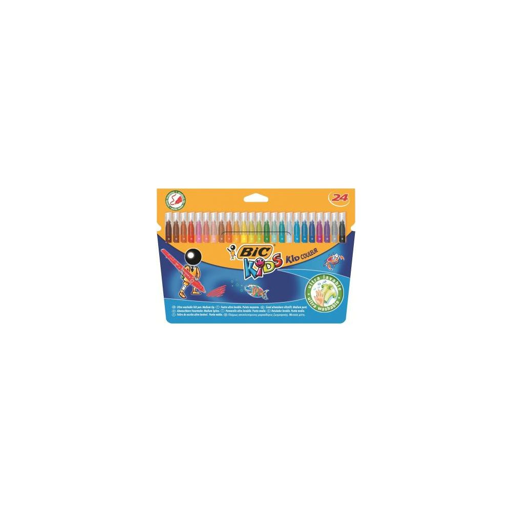 Feutre Couleur BIC KIDS Couleur - Lavable - Médium - 24 COULEURS