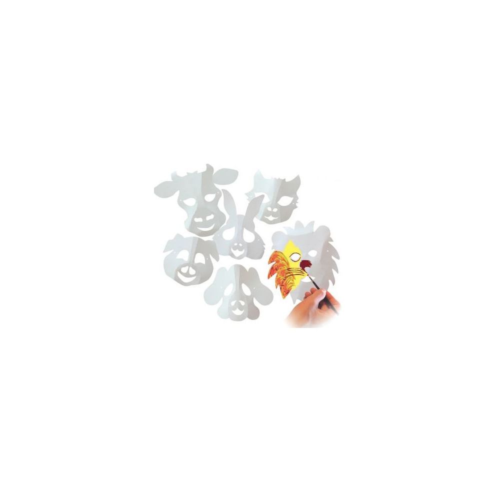Masques animaux blancs à décorer - En carton (Lot de 30)