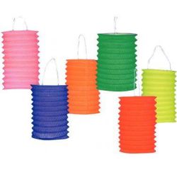 Lampions cylindriques - H: 13 cm - Couleurs assorties - Lot de 30