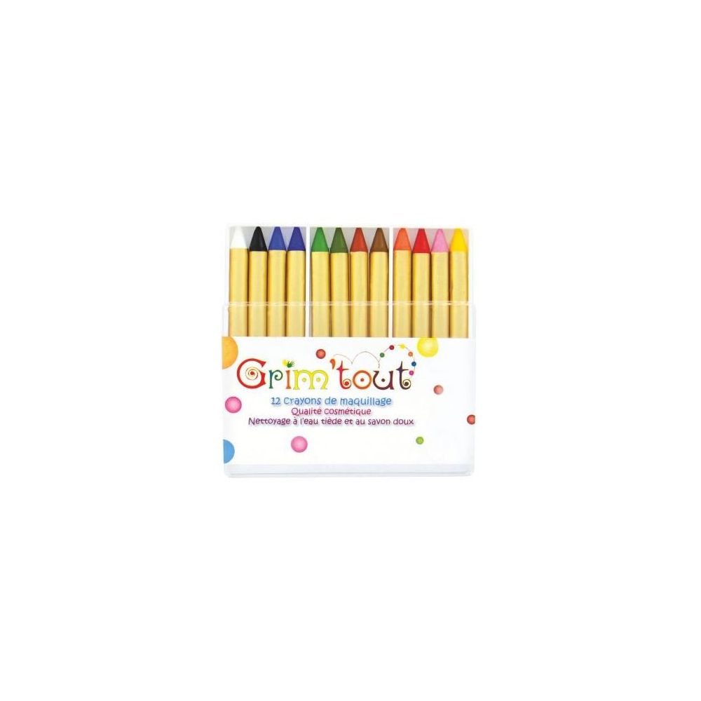 Crayons de maquillage lavable au savon - Boîte de 12 coul. Assorties
