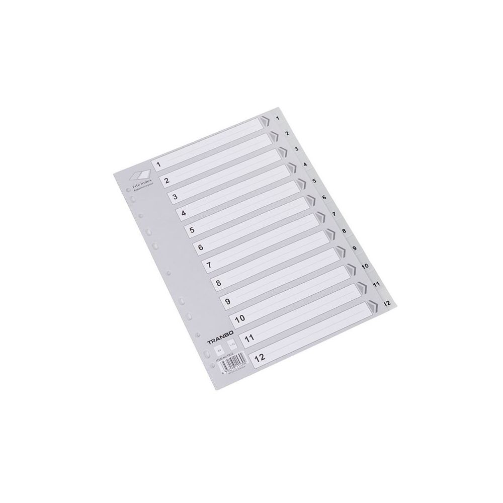 Intercalaires PVC A4 12 touches numériques - Grises **