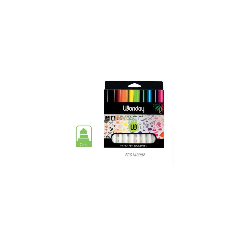 Feutre Couleur WONDAY - Lavable - Extra-large - 10 COULEURS