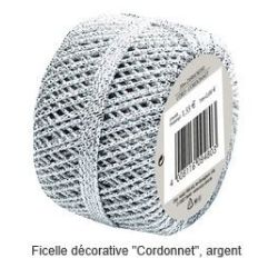 Ficelle décorative pour cadeau - Diam : 1mm - Pelote 20m ARGENT