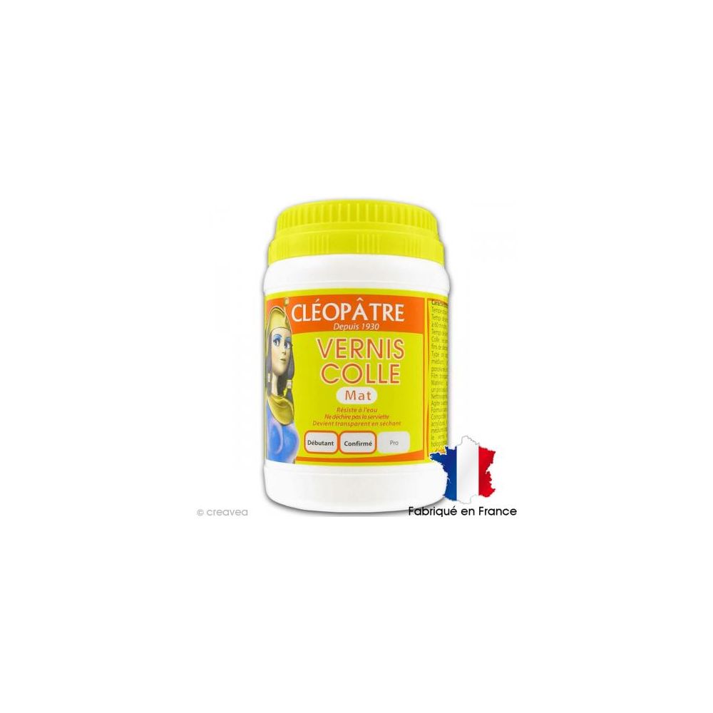 Vernis colle mat CLEOPATRE - Sans solvant - Sans acide - 250gr