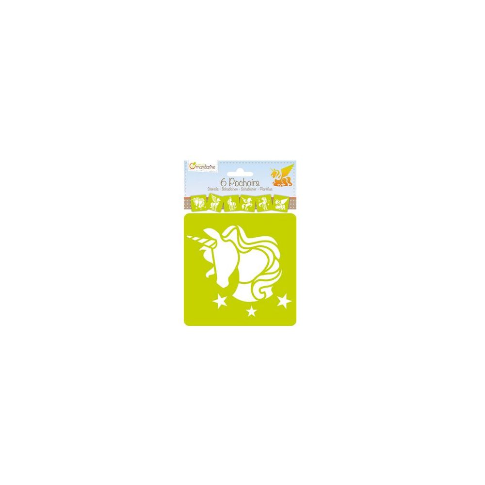 Pochoirs lavables MANDARINE Licornes (Set de 6)