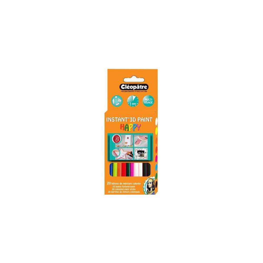 Colle en cartouche pistolet peinture 3D Colorées CLEOPATRE -20unités
