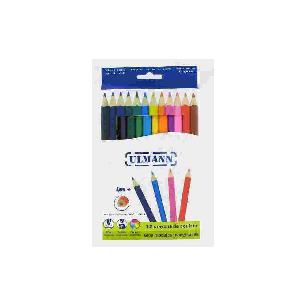 Crayon Couleur ULMANN triangulaire - Boîte de 12 couleurs