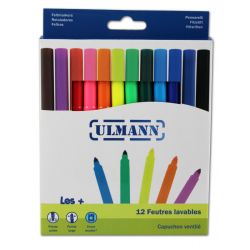 Feutre Couleur ULMANN lavable - Ogive Pte Large (Bte 12 coul)