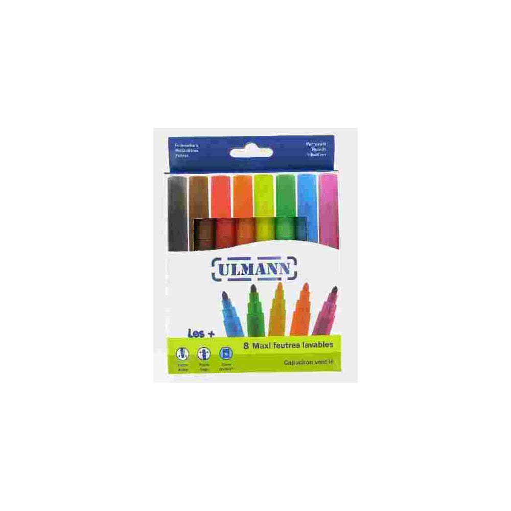 Feutre Couleur ULMANN lavable - Og. Pte large 3.5mm (Bte 8 coul) 