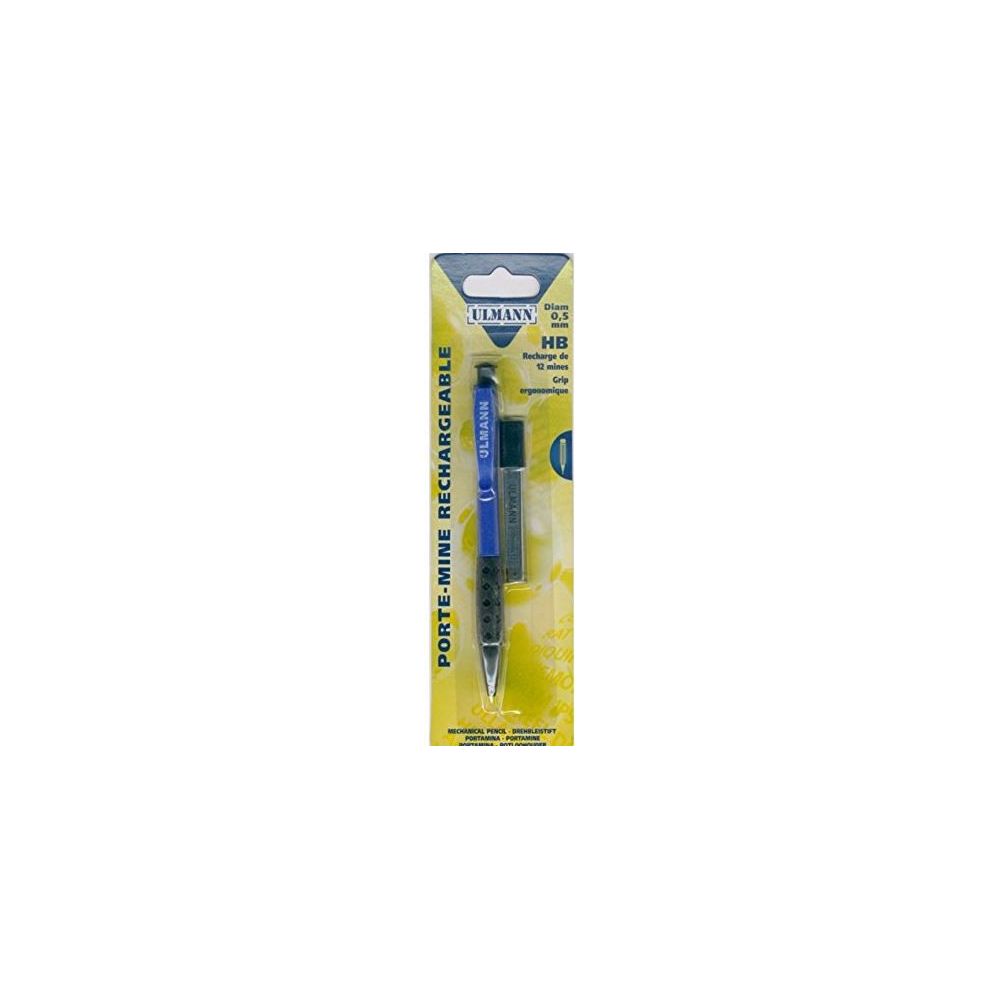 Porte mines rechargeable Plastique ULMANN 0.5mm Gomme + 12 Mines (Bl