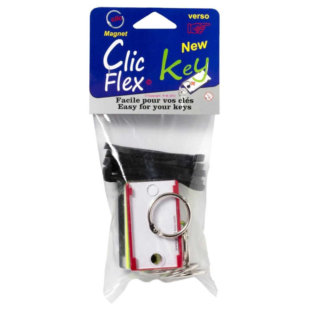 Porte-clés magnétique CLIC FLEX KEY - Etiq. assorties (sachet de 6)