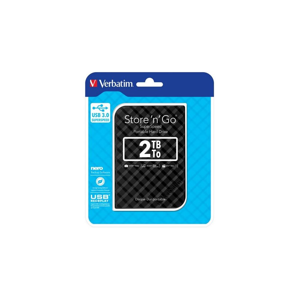 Disque dur externe 2.5" USB 3.0 2To VERBATIM Black Grid