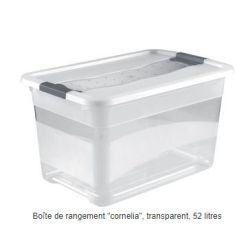 Bac de rangement + couvercle L.59 x 39 x H.34cm Transparent    52L