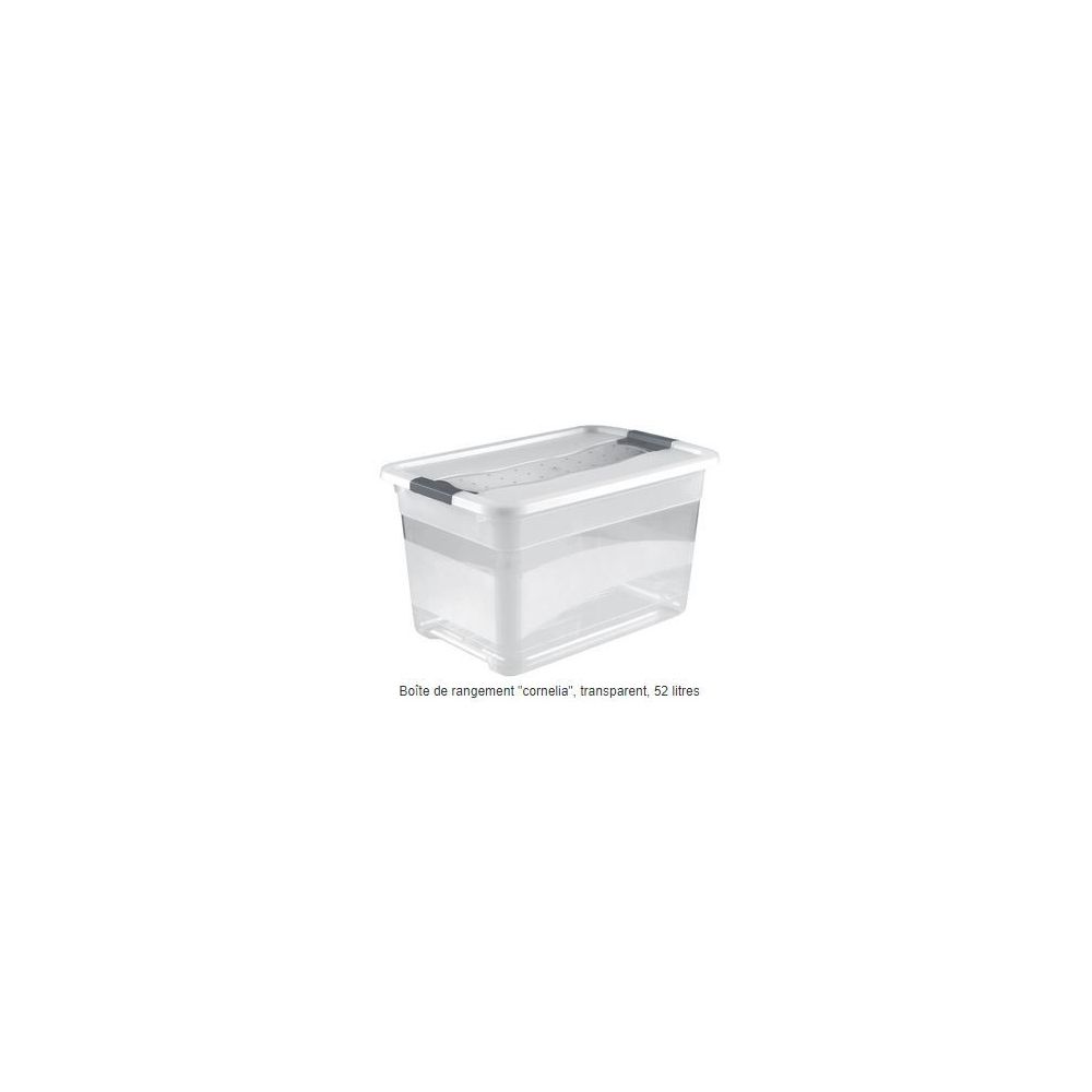 Bac de rangement + couvercle L.59 x 39 x H.34cm Transparent    52L
