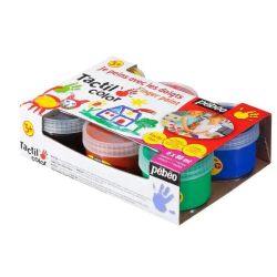 Gouache aux Doigts PEBEO Tacticolor - 6 Pots de 80 ml - Coul. Ass.