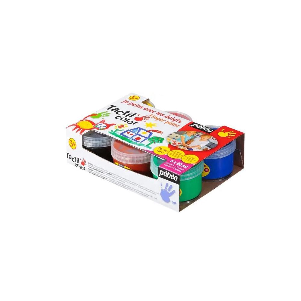 Gouache aux Doigts PEBEO Tacticolor - 6 Pots de 80 ml - Coul. Ass.