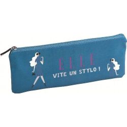 Trousse plate - 8 x 22cm - ELLE - Bleu**