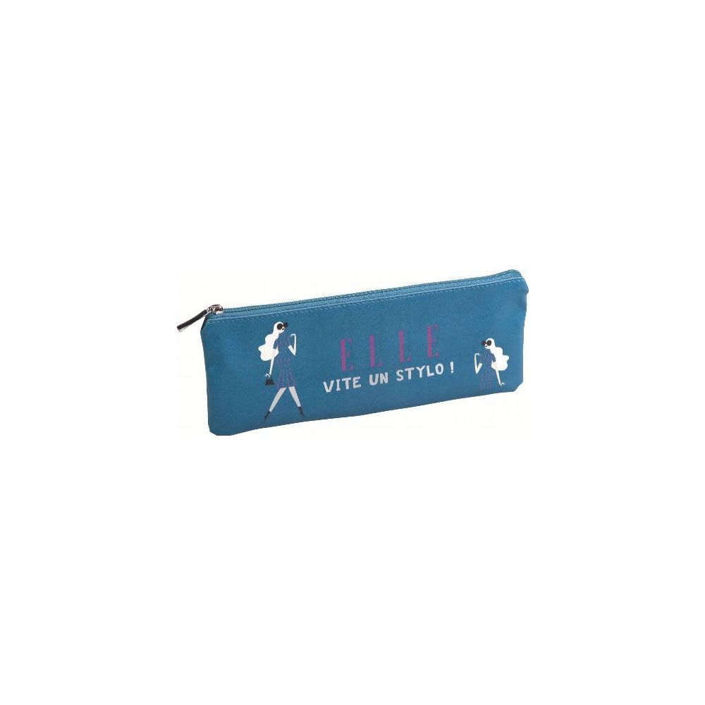 Trousse plate - 8 x 22cm - ELLE - Bleu**