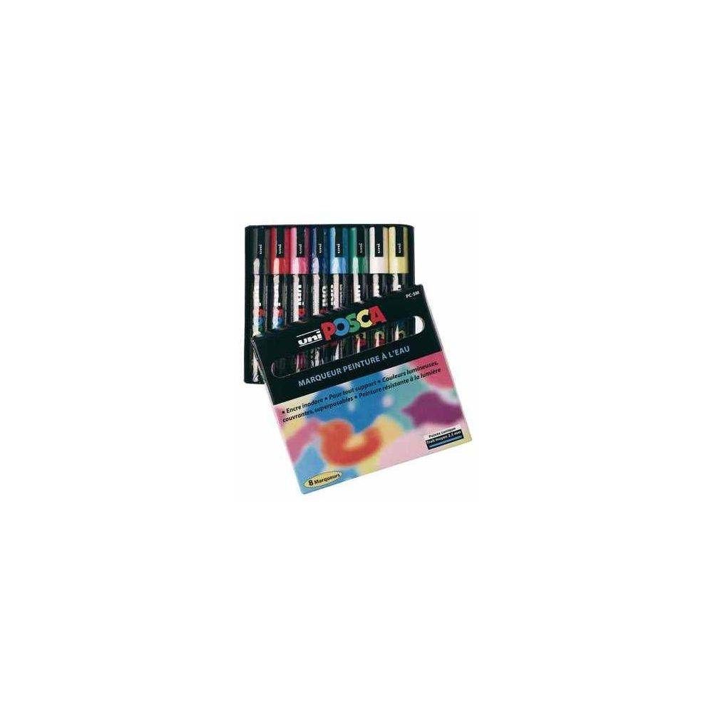 Marqueur gouache POSCA - Ogive 2.5mm - PC-5M (8 COULEURS)