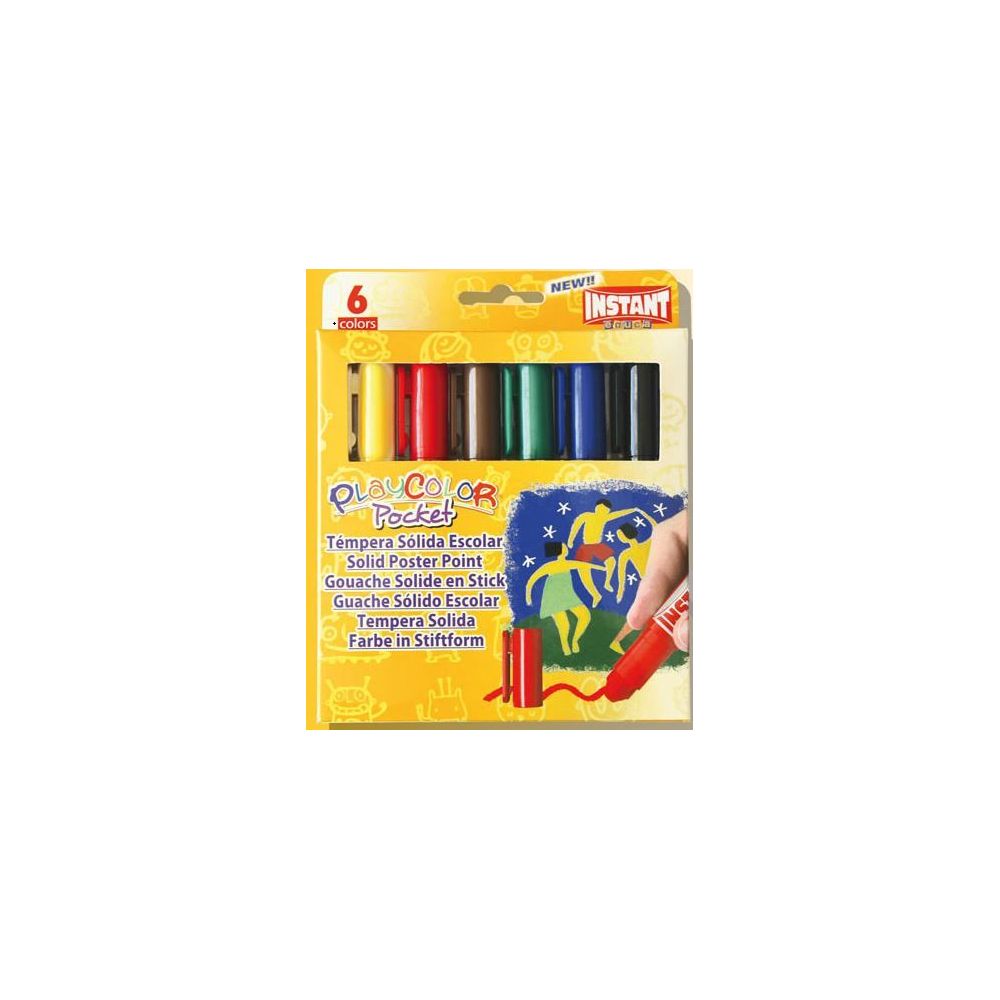 Gouache solide en stick INSTANT Playcolor Pocket (6 coul.) 