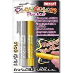 Gouache solide en stick INSTANT Playcolor Pocket Metal Or/Argent**