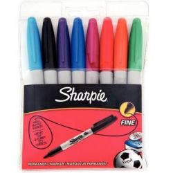 Marqueur perm. SHARPIE - Ogive - Pointe fine - 8 COULEURS