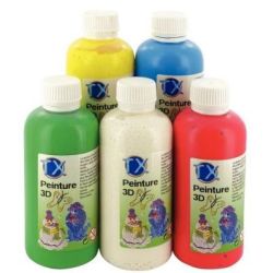 Peinture 3D - 250 ml - Avec 10 stylos apllicateurs -Lot de 5 COUL ASS
