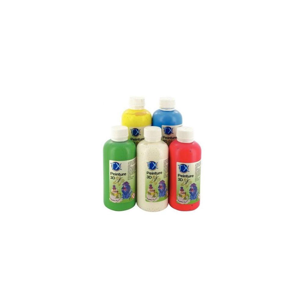 Peinture 3D - 250 ml - Avec 10 stylos apllicateurs -Lot de 5 COUL ASS