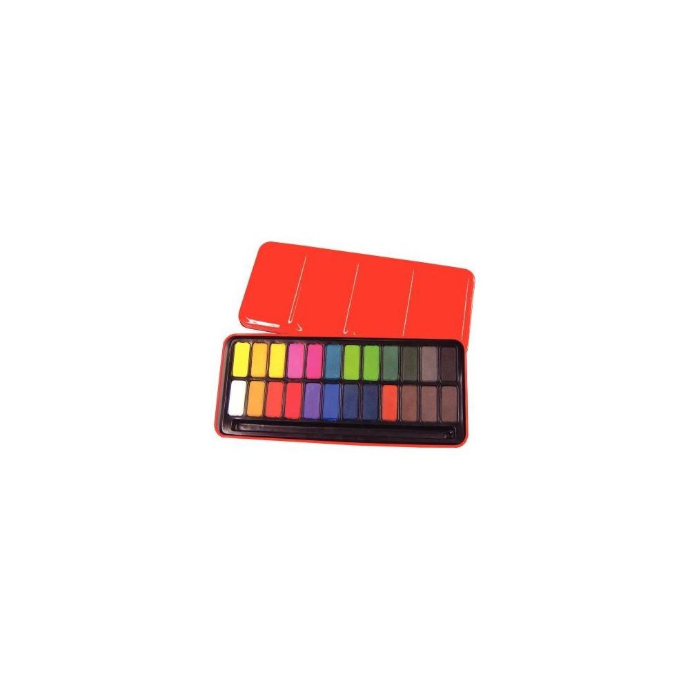 Peinture à l'eau Aquarelle en godets rectangulaires - 24 couleurs