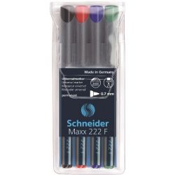 Marqueur perm. SCHNEIDER Maxx 222F - Pointe 0.7mm - 4 COUL. - 112294