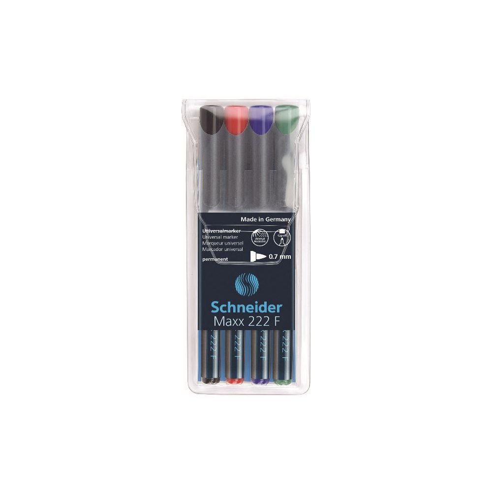 Marqueur perm. SCHNEIDER Maxx 222F - Pointe 0.7mm - 4 COUL. - 112294