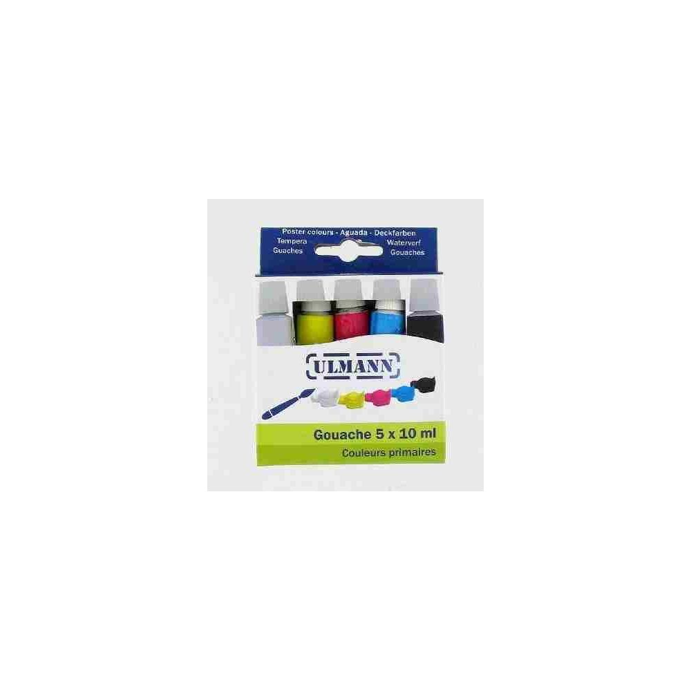 GouacheTube métal 10ml 5 coul (Blanc/Jaune/Mag./Cyan/Noir) 