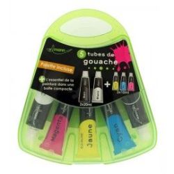 Gouache en Tube ULMANN (2x20ml + 3x10ml) + Palette - Couleurs prim.
