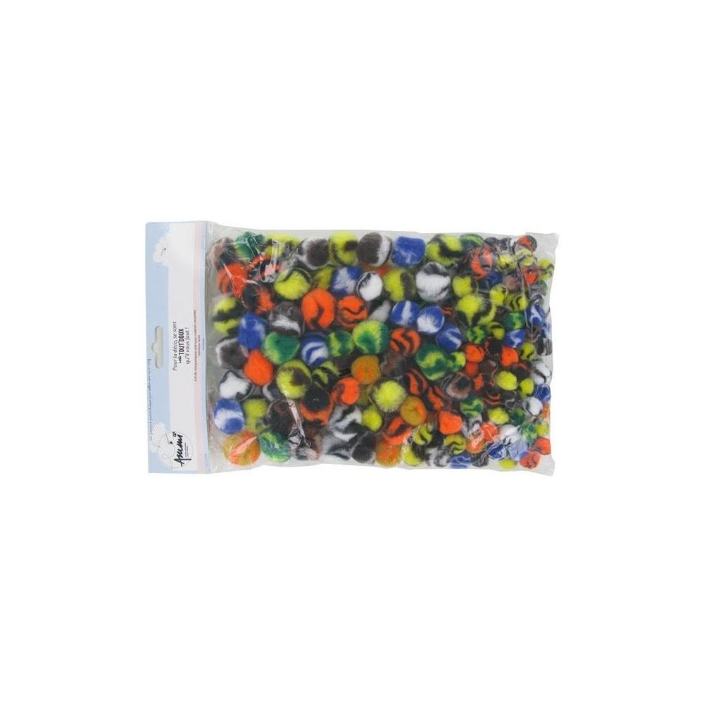Pompons Tricolores avec tailles et couleurs assorties( sachet de 200)