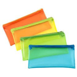 Trousse plate fluo transpar. WONDAY - 22 x 11 x 1cm - Coul. Assorties