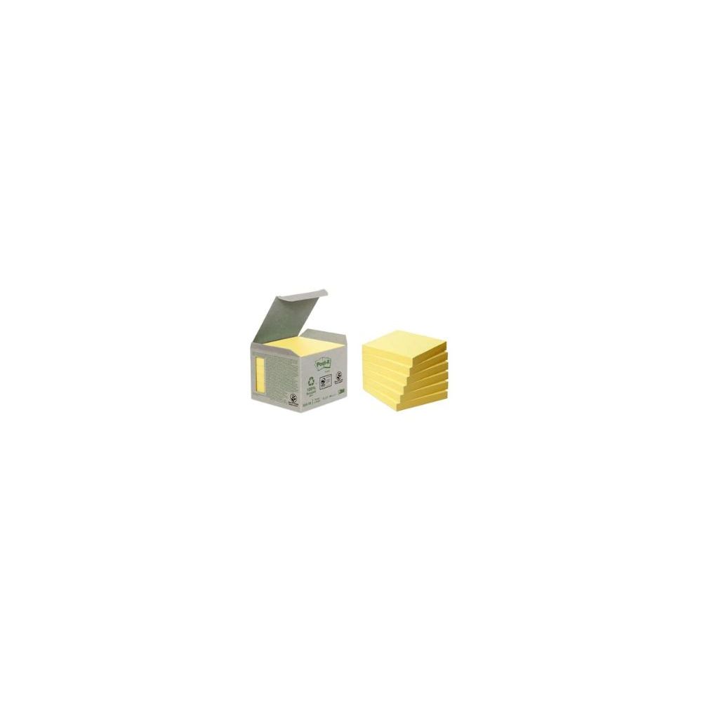 Bloc reposit. 76 x 76 mm POST IT Recyclé JAUNE 100 feuil. (par 6)