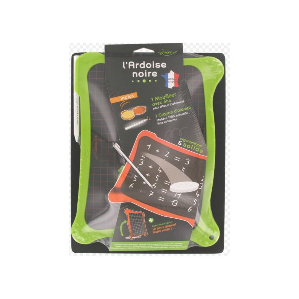 Ardoise noire ULMANN - 18 x 25 cm -1face unie/1face quad.- NEW