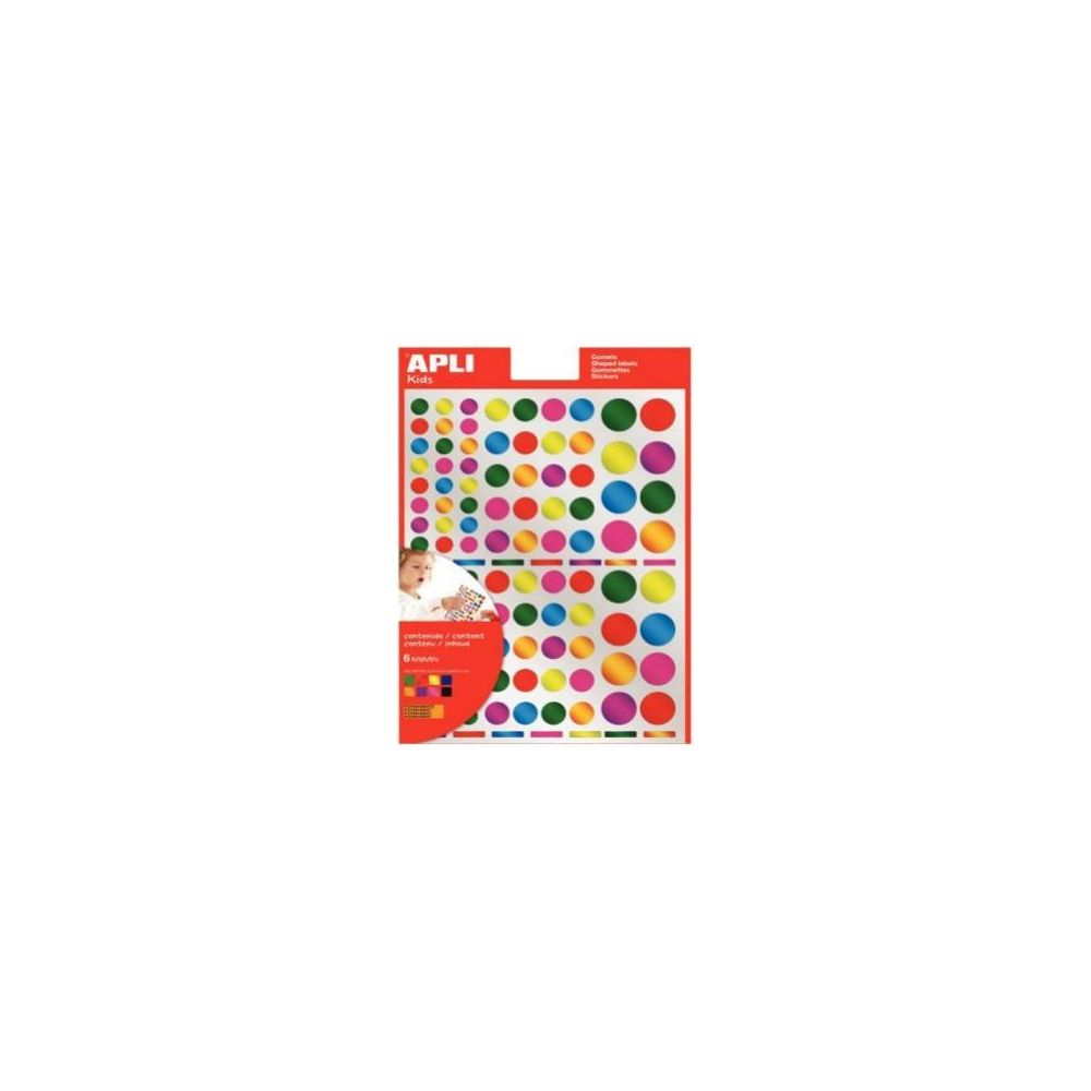 Gommettes géométriques rondes ass métal. - 6 feuilles ( 624 unités)