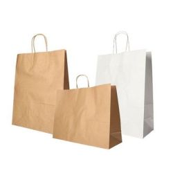 Sac en papier avec cordon 8.5 kg -  41x35x14 cm blanc (par 25)