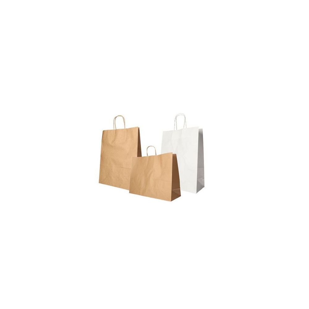 Sac en papier avec cordon 8.5 kg -  41x35x14 cm blanc (par 25)