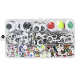 Yeux mobiles tailles et couleurs assorties (Boîte de 500)